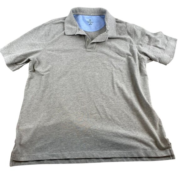 Lands End Mens Polo Shirt XL 46-48 Gray Short Sleeve 100% Cotton Traditional Fit - Picture 1 of 6